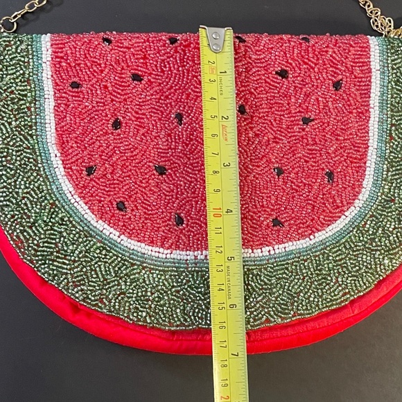 LULU Watermelon Beaded Crossbody Chain Strap Whimsical Unique Maximalism Bag - Picture 11 of 12